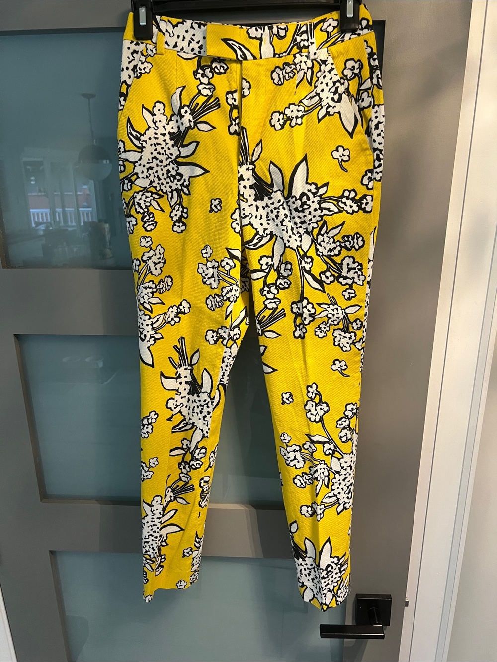 RED Valentino Yellow Floral Skinny Pants